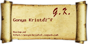 Gonya Kristóf névjegykártya